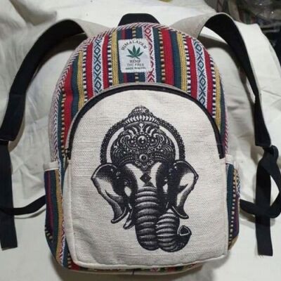 Kenderből készült hátizsák Ganesha fej mintával